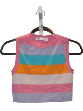 Zara Pink, Teal & Orange Striped Knit Tank